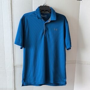 Under Armour Men's Royal Blue Polo Shirt Heatgear Sz Large Casual Comfy
